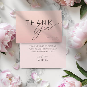 Minimal Peachy Pink Ombre Thank You Bridal Shower Card