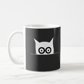 Minimal Peeking Cat Small Chest Black and White Coffee Mug