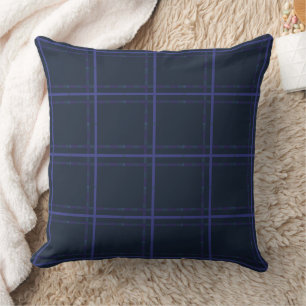Minimal Periwinkle Plaid On Navy Cushion