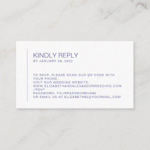 Minimal periwinkle wedding QR Code online RSVP Enclosure Card