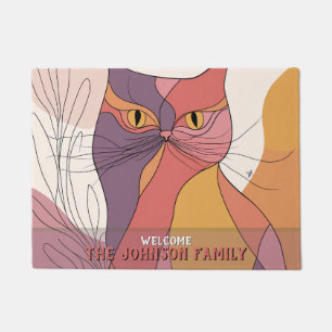 Minimal Persian Cat Floormat Cat Mum Cat Dad Doormat