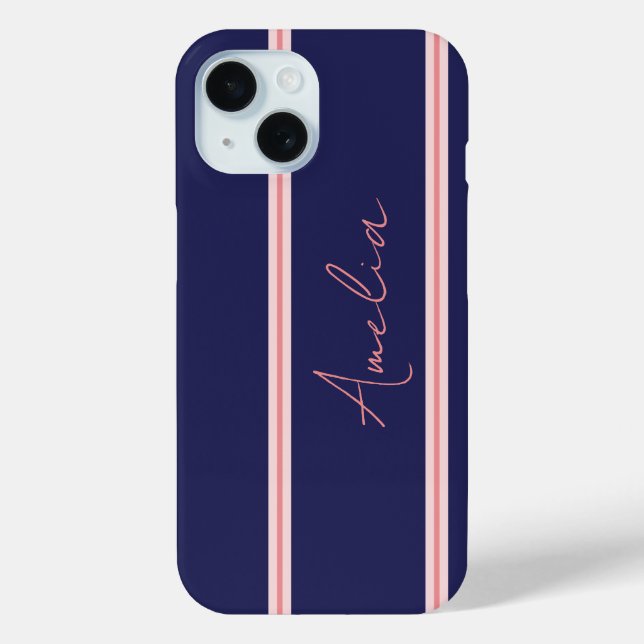 Minimal Personalised Blue Pink Case-Mate iPhone Case (Back)
