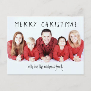 Minimal Personalised Christmas Holiday Photo Postcard