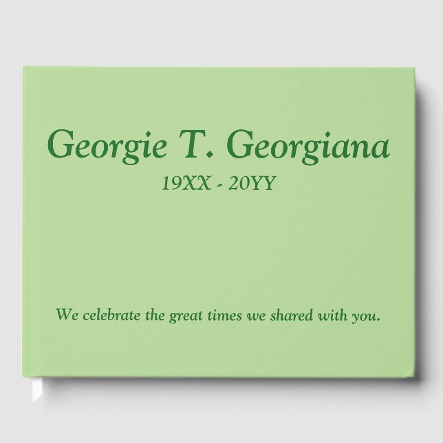 Minimal, Personalised Condolences Guestbook (Front)