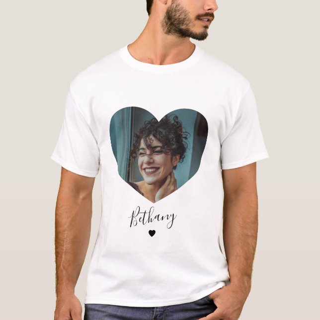 Minimal Personalised Heart Photo T-Shirt (Front)