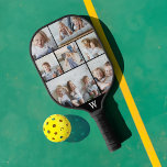 Minimal Personalised Monogram 7 Photo Collage Pickleball Paddle<br><div class="desc">Standout on the pickleball court with our personalised monogram & photo collage pickleball paddle. The design features a monogram design with a seven-photo collage design. Great gift for father's day,  mother's day,  birthday,  anniversary,  and more! Design and original artwork by Moodthology Papery</div>