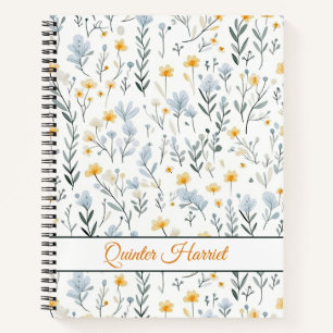 Minimal Personalised Name Watercolor Wildflowers  Notebook