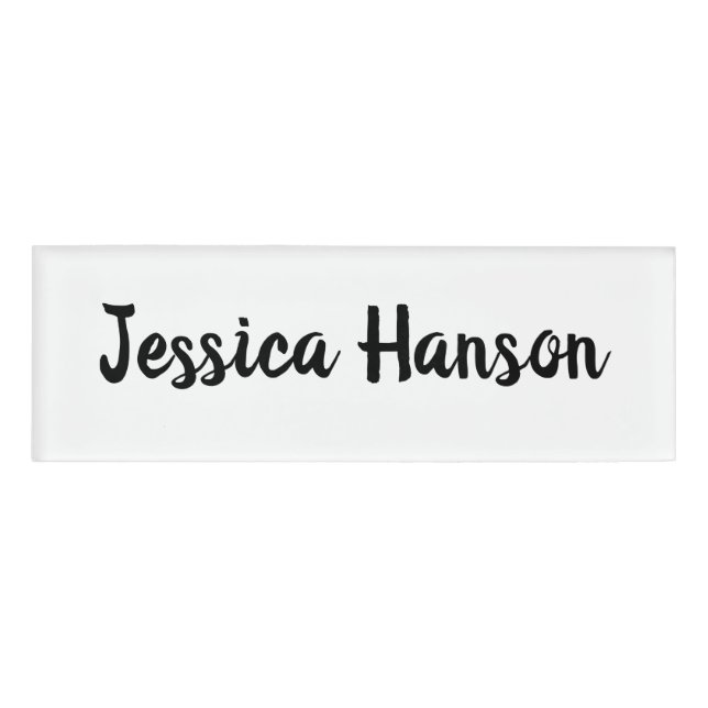 Minimal Personalised Signature Cursive Script Font Name Tag (Front)