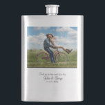 Minimal Personalized Photo Wedding Party Hip Flask<br><div class="desc">What better way to thank your bridal party than with this customizable hip flask. It is easily customized with your engagement photo and a personalized message from you. This photo template hip flask design is completely customizable. 


Follow me for new designs!
www.zazzle.com/store/nani_designs
www.pinterest.com/nani_designs</div>