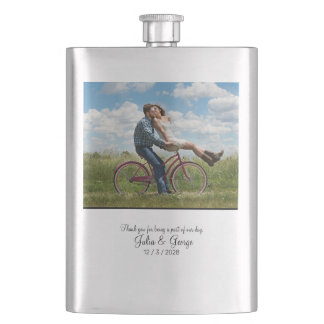 Minimal Personalized Photo Wedding Party Hip Flask