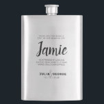 Minimal Personalized Script BRIDAL PARTY Hip Flask<br><div class="desc">What better way to thank your bridal party than with this customizable hip flask. Personalize each one with their name and heartfelt thank you. This hip flask design is completely customizable. 


Follow me for new designs!
www.zazzle.com/store/nani_designs
www.pinterest.com/nani_designs</div>