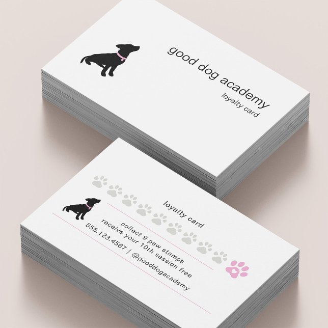 Minimal Pet Silhouette Dog Trainer Reward Loyalty Card (Creator Uploaded)