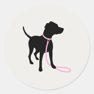 Minimal Pet Silhouette Dog Walking Classic Round Sticker