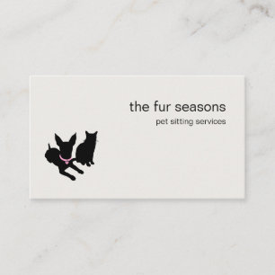 Minimal Pet Silhouette Pet Sitting Dog Cat Logo Business Card