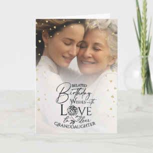 Minimal Photo Belated Birthday Granddaughter Card