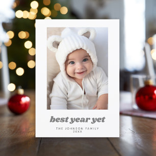 Minimal Photo Best Year Yet Modern Christmas Holiday Card