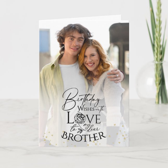 Minimal Photo Birthday Keepsake Brother Card (Front)