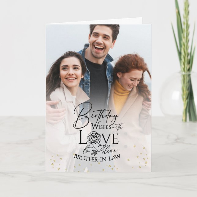 Minimal Photo Birthday Keepsake Brother-in-law Card (Front)