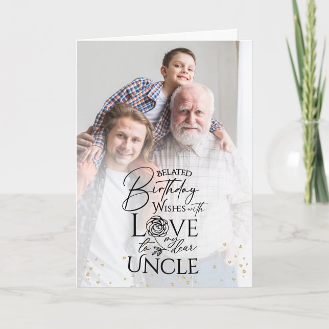Minimal Photo Birthday Keepsake Uncle Card (Front)