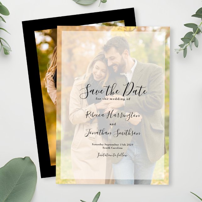 Minimal Photo Black White Wedding Save The Date (Creator Uploaded)