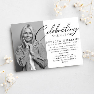 Minimal Photo Celebration of Life Funeral Invitation