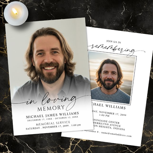 Minimal Photo Celebration of Life Funeral Memorial Invitation (Creator Uploaded)