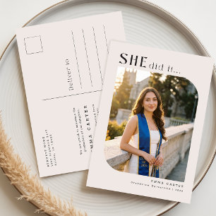 Minimal Photo Collage Graduation Announcement Postcard