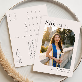 Minimal Photo Collage Graduation Announcement Postcard