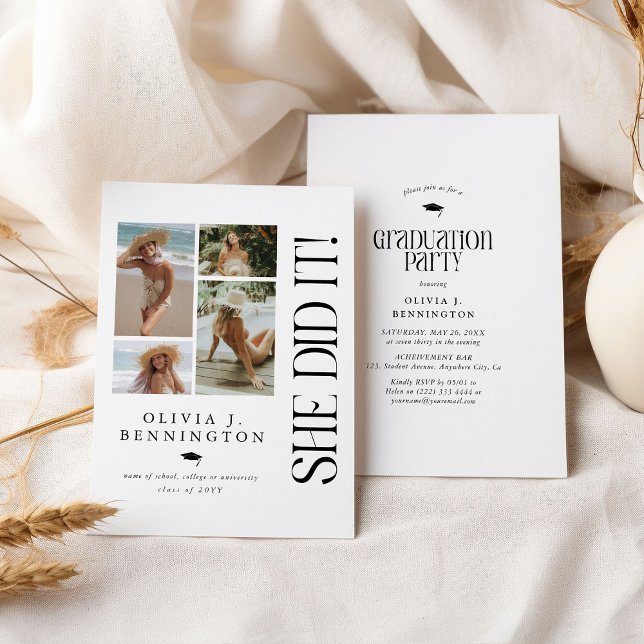 Minimal Photo Collage Graduation Party Invitation (Creator Uploaded)