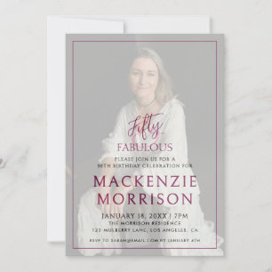 Minimal Photo Fifty and Fabulous Birthday Party Invitation