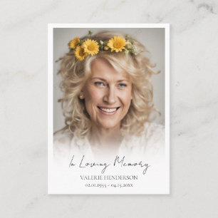 Minimal Photo Funeral Keepsake Business Card