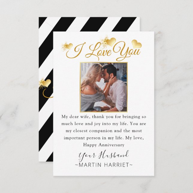 Minimal Photo I Love You Anniversary Card For Wife (Front/Back)