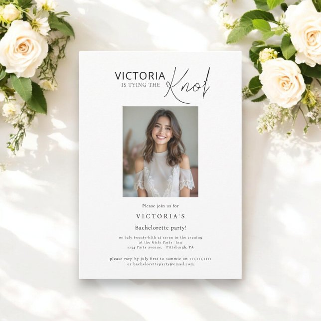 Minimal  photo i'm tying the knot bachelorette invitation (Creator Uploaded)