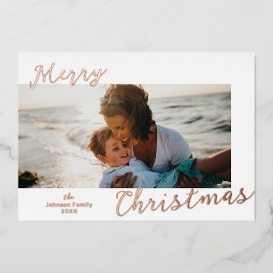 Minimal Photo Modern Christmas Foil Holiday Card