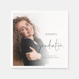 Minimal Photo Overlay Name 2024 Graduation Party Napkin