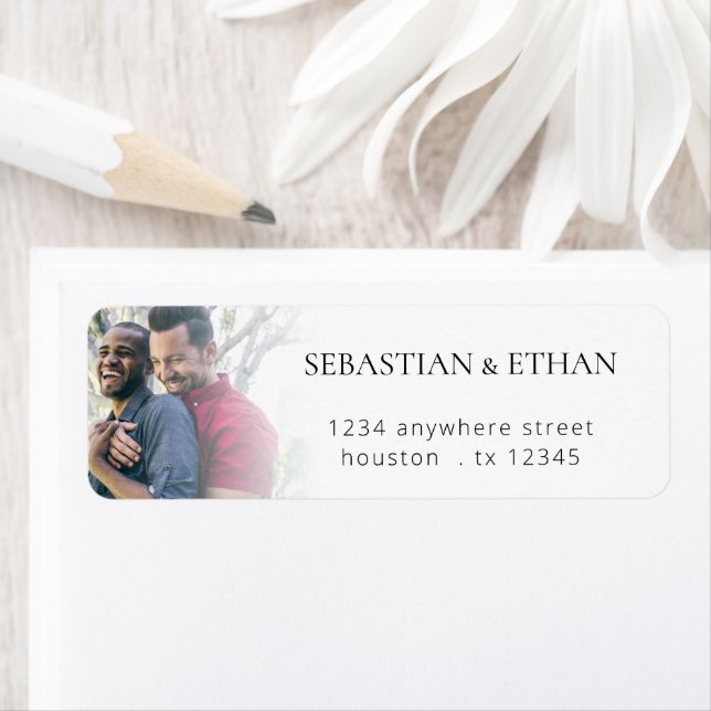 Minimal Photo Overlay Return Name Address Wedding  Label (Insitu)