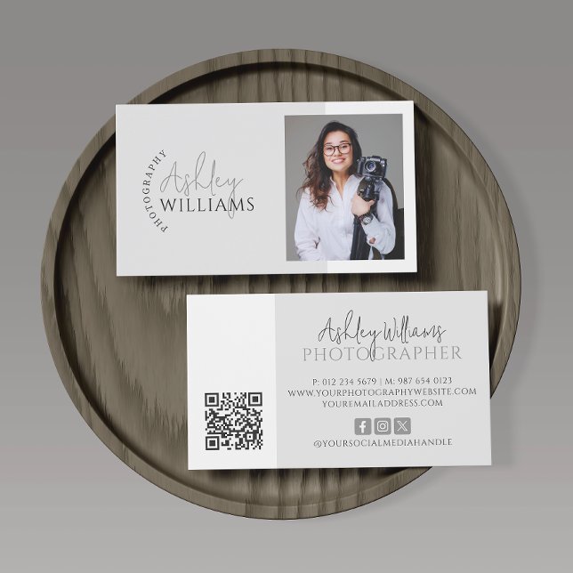 Minimal Photo Photography QR Code  Business Card (Creator Uploaded)