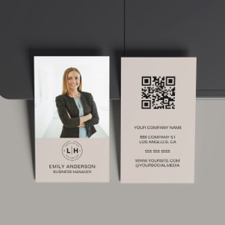 Minimal Photo QR Photo Professional Business Card