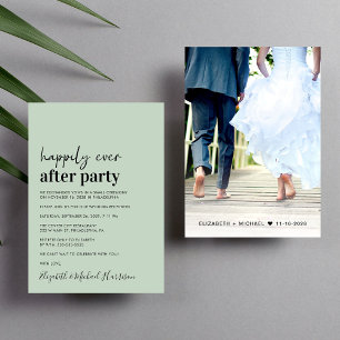 Minimal Photo Sage Wedding Reception Invitation