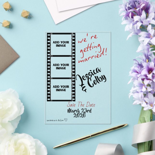 Minimal Photo Save the Date Custom Modern Acrylic Invitations (Insitu (Wedding))