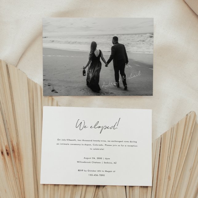 Minimal Photo Script Wedding Elopement & Reception Invitation (Creator Uploaded)