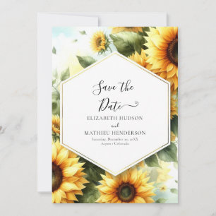 Minimal Photo Sunflower Wedding Save The Date