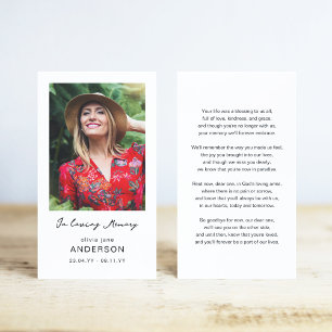 Minimal Photo Sympathy Funeral Prayer Card