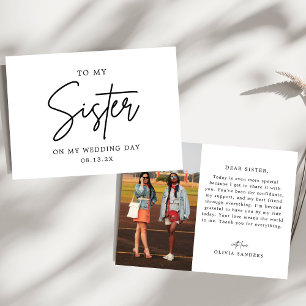 Minimal Photo To My Sister On My Wedding Day Thank You Card