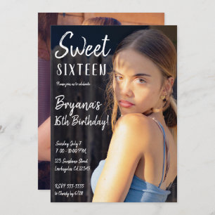 Minimal Photo Trendy Chic Sweet 16 Party  Invitati Invitation