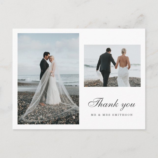 Minimal Photo Wedding Thank You Postcard (Front)