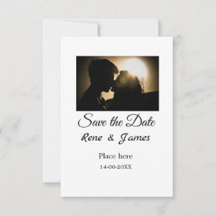 Minimal photo white black classic elegant save the date