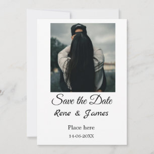 Minimal photo white black classic elegant save the invitation