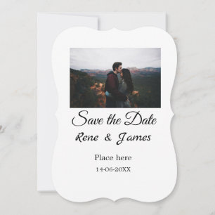 Minimal photo white black classic elegant save the invitation