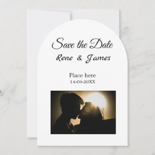 Minimal photo white black classic elegant save the invitation